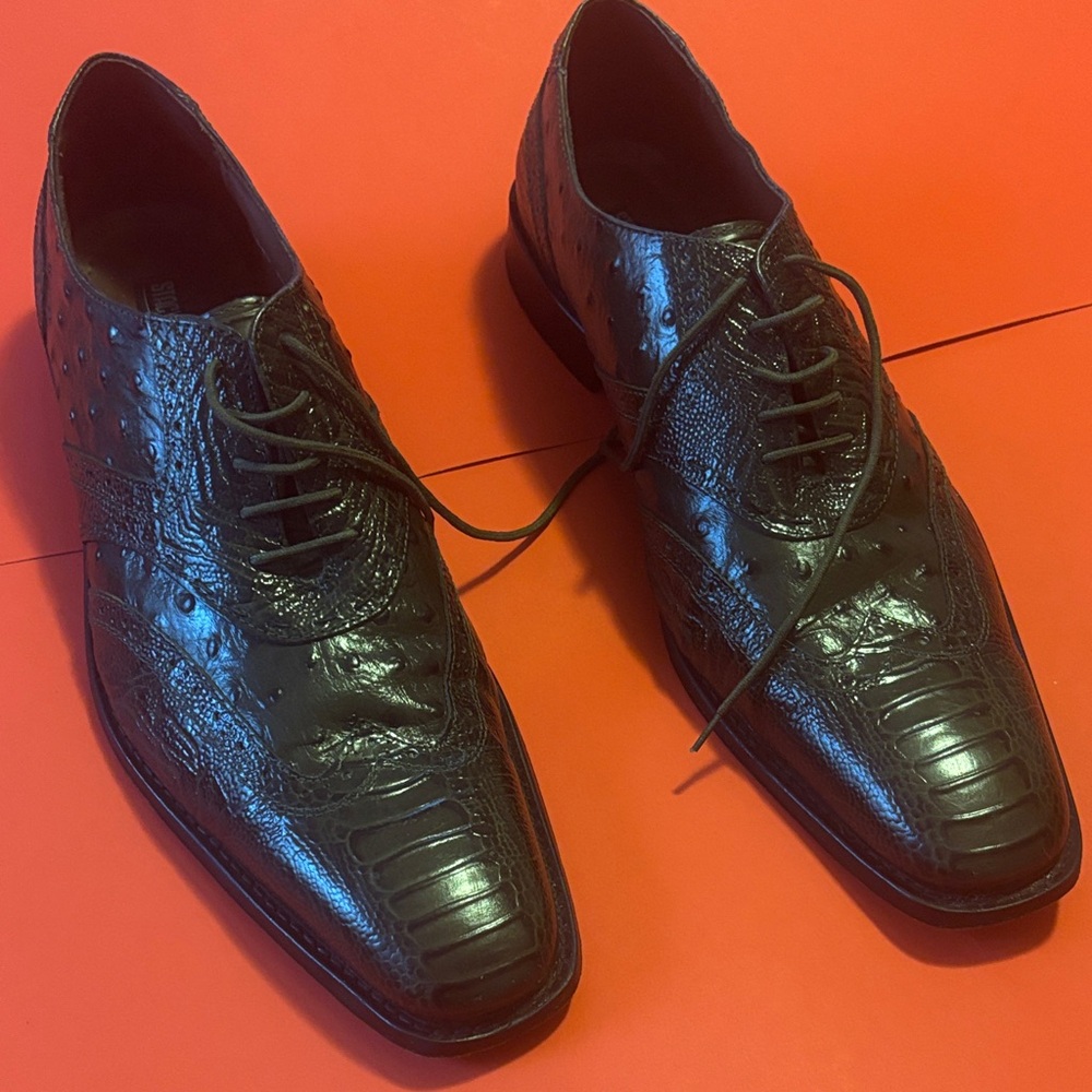 Stacy Adams Black Textured Oxfords